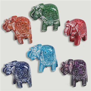 Carved elephant. Soapstone. Assorted designs. 3x6x5cm
