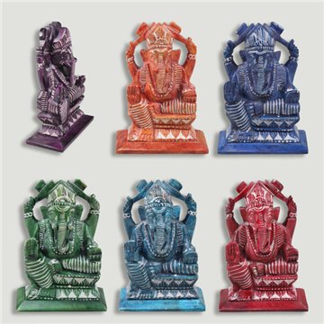 Carved Ganesha. Soapstone. Assorted colors. 4.5x9x13cm