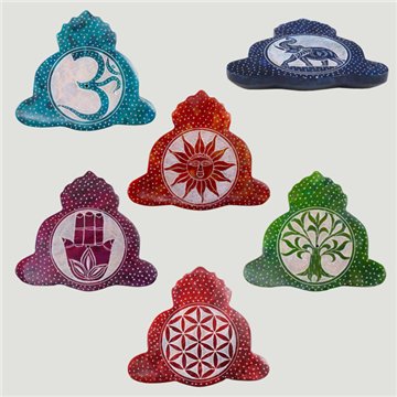 Carved Buddha incense holder. Soapstone. Assorted designs. 8x10cm