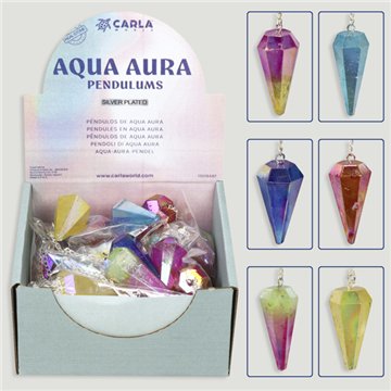AQUA AURA. Pendule à facettes. Couleurs de quartz aura assorties