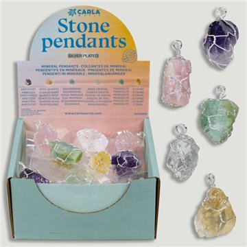 STONE PENDANTS. Pendentif minéral brut dans une cage