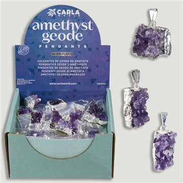 AMETHYST GEODE. Pendentif druzy améthyste électrolytique