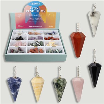 STONE PENDULUMS. Pendule à facettes. Minéraux assortis