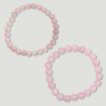 Gancho 34. Pulseira Bola 6 e 8mm. Quartzo rosa.