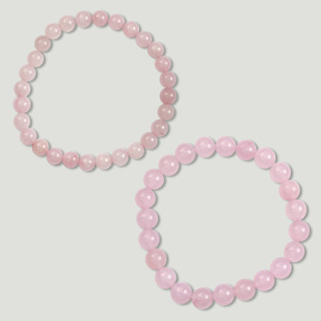 Gancho 34. Pulsera Bola 6 y 8mm. Cuarzo Rosa.