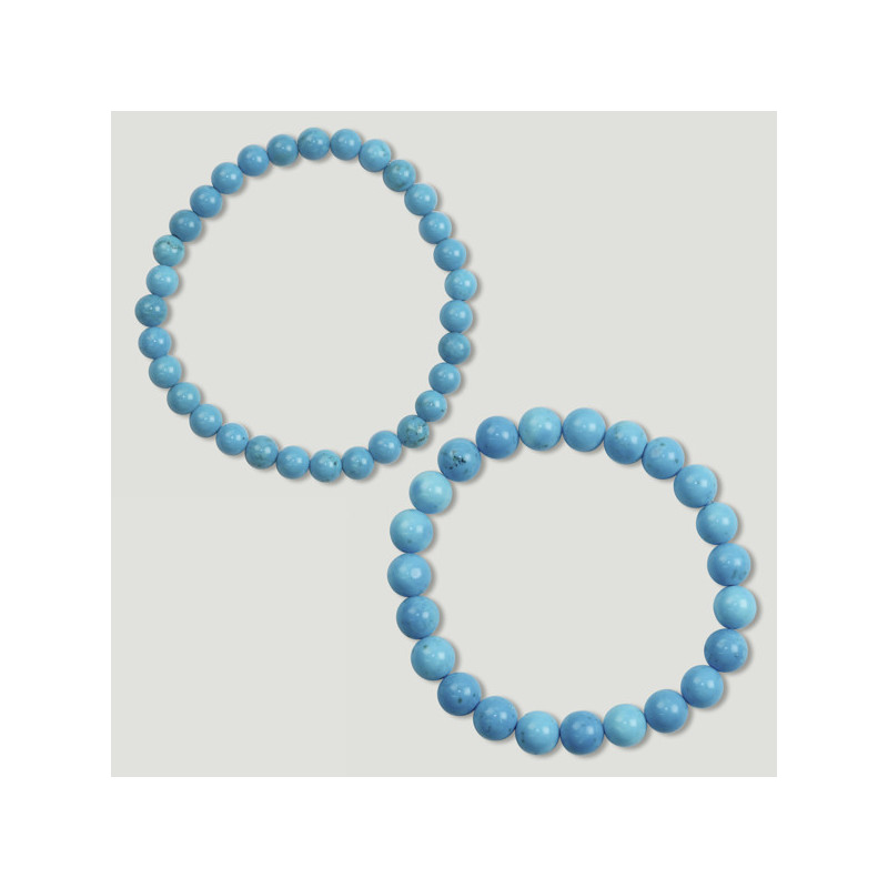 Gancho 35. Pulseira Bola 6 e 8mm. Howlita Azul. Gancho 35. Pulseira Bola 6 e 8mm. Howlita Azul.