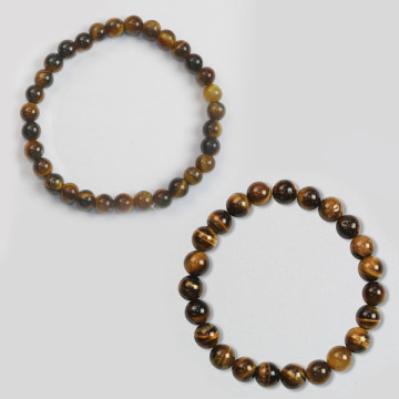 Gancho 36. Pulsera Bola 6 y 8mm. Ojo de tigre.