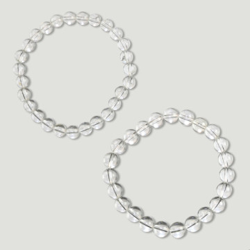 Gancho 37. Pulseira Bola 6 e 8mm. Pedra de cristal