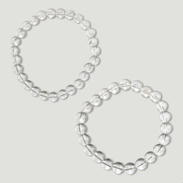 Gancho 37. Pulsera Bola 6 y 8mm. Cristal de Roca