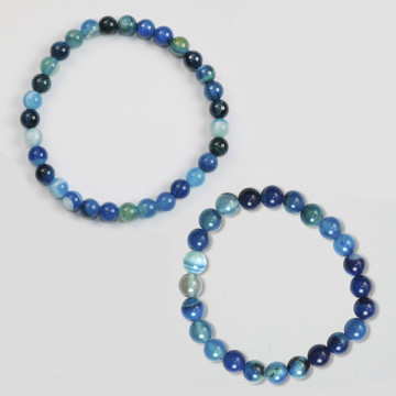 Gancho 39. Pulsera Bola 6 y 8mm. Calcedonia.