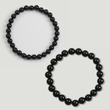 Gancho 40. Pulseira Bola 6 e 8mm. Ônix.