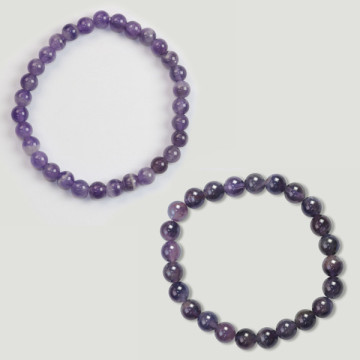 Gancho 41. Pulseira Bola 6 e 8mm. Ametista.