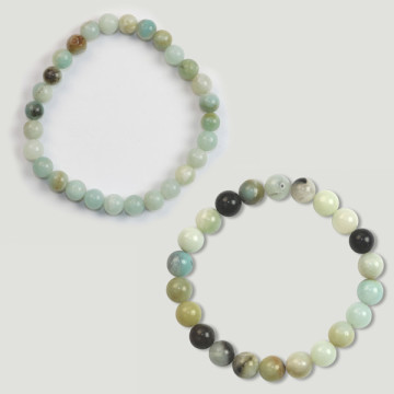 Gancho 42. Pulseira Bola 6 e 8mm. Amazonita.