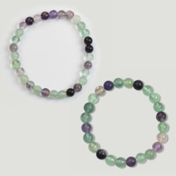 Gancho 46. Pulsera Bola 6 y 8mm. Fluorita.