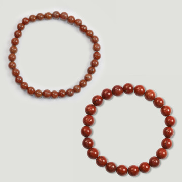 Gancho 47. Pulseira Bola 6 e 8mm. Jaspe.