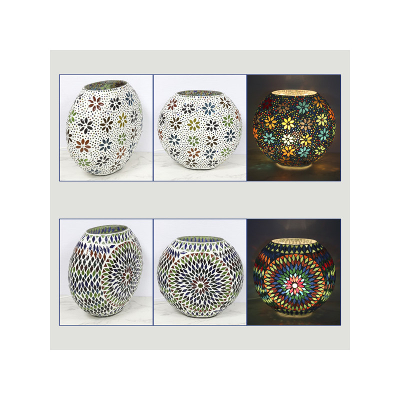 White multicolor oval glass lamp 25x23cm assorted model White multicolor oval glass lamp 25x23cm assorted model