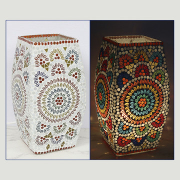 Lampe indienne en verre 18x30cm