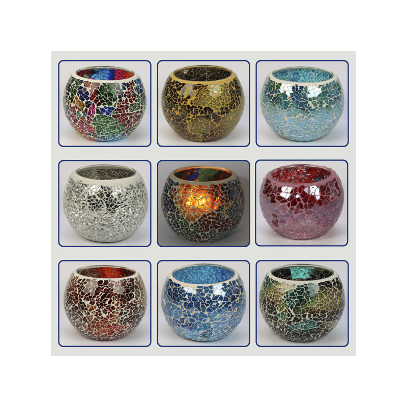 Portavelas mosaico 10x10x8cm Portavelas mosaico 10x10x8cm