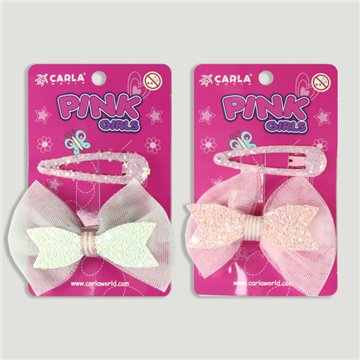Barrette à cheveux. Double nœud. Couleurs assorties