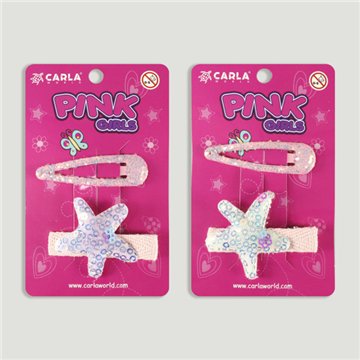 Barrette à cheveux. Étoile à paillettes. Couleurs assorties