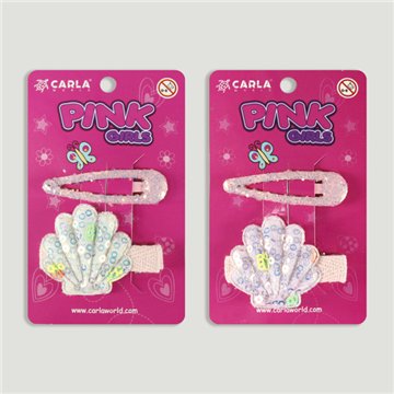 Barrette à cheveux. Coquillage à paillettes. Couleurs assorties