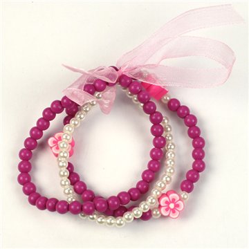 Bracelet nœud. Fleur rose. Styles assortis