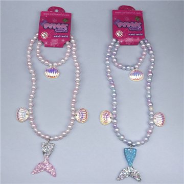 Conjunto collar/pulsera de plástico. Cola Sirena. Modelos surtidos