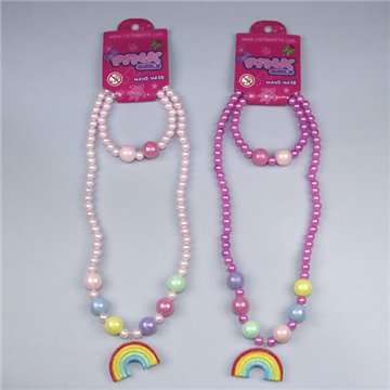 Conjunto collar/pulsera de plástico. Arco Iris. Modelos surtidos