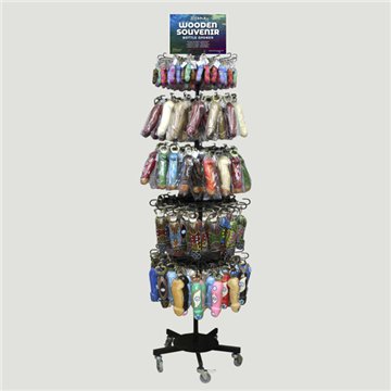WOODEN SOUVENIR. Display with 440 pieces