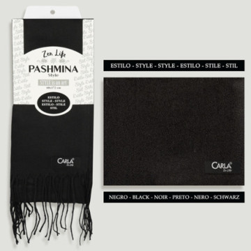 Pashmina 100% Poliéster. 68x172cm. Color: Negro. Modelo: Estilo