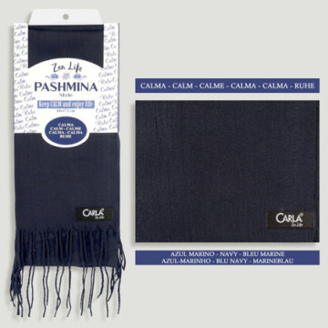 Pashmina 100% Poliéster. 68x172cm. Color: Azul Marino. Modelo: Calma