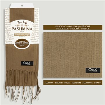 100% Polyester Pashmina. 68x172cm. Color: Brown. Model: Happiness
