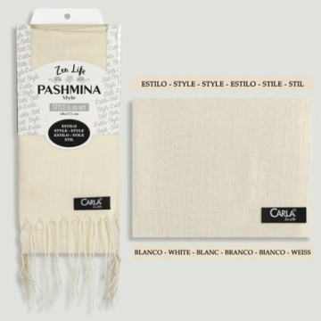 Pashmina 100% Poliéster. 68x172cm. Color: Blanco. Modelo: Estilo