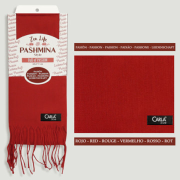 Pashmina 100% Poliéster. 68x172cm. Color: Rojo. Modelo: Pasión