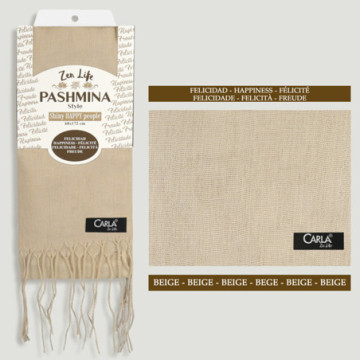 Pashmina 100% Poliéster. 68x172cm. Color: Beige. Modelo: Felicidad