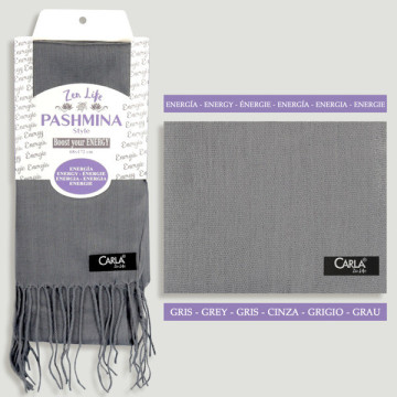 Pashmina 100% Poliéster. 68x172cm. Color: Gris. Modelo: Energía