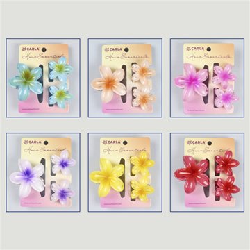 Set 3 pinzas pelo. Hawaiana. Colores surtidos