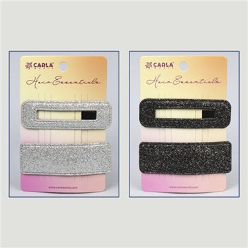 Hair clips set. Square glitter. Assorted