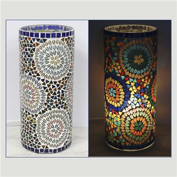 Lámpara India craquelado. Oval. Multicolor. 13x30cm