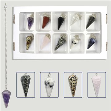 Faceted Pendulum. Assorted minerals