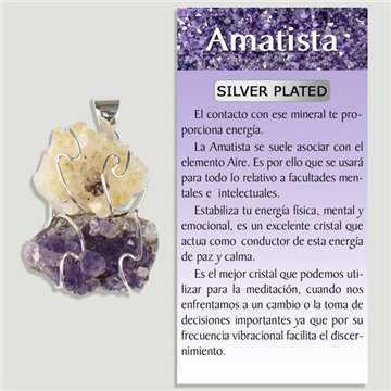AMETHYST and CITRINE. Silver-plated Pendant. Double Druse