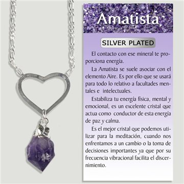 AMETHYST. Silver-plated pendant and chain. 45 mm