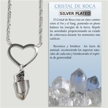 ROCK CRYSTAL. Silver-plated pendant and chain. 45 mm
