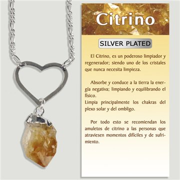 CITRINE. Silver-plated pendant and chain. 45 mm