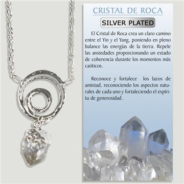 ROCK CRYSTAL. Silver-plated pendant and chain. 45 mm