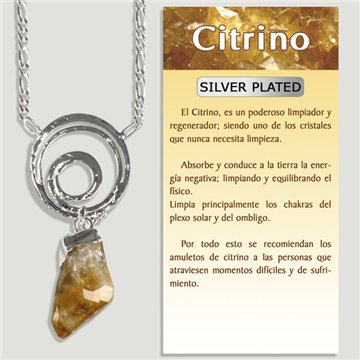 CITRINE. Silver-plated pendant and chain. 45 mm
