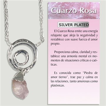 CUARZO ROSA. Colgante y cadena Silver plated. 45 mm