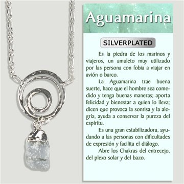 AGUAMARINA. Colgante y cadena Silver plated. 45 mm