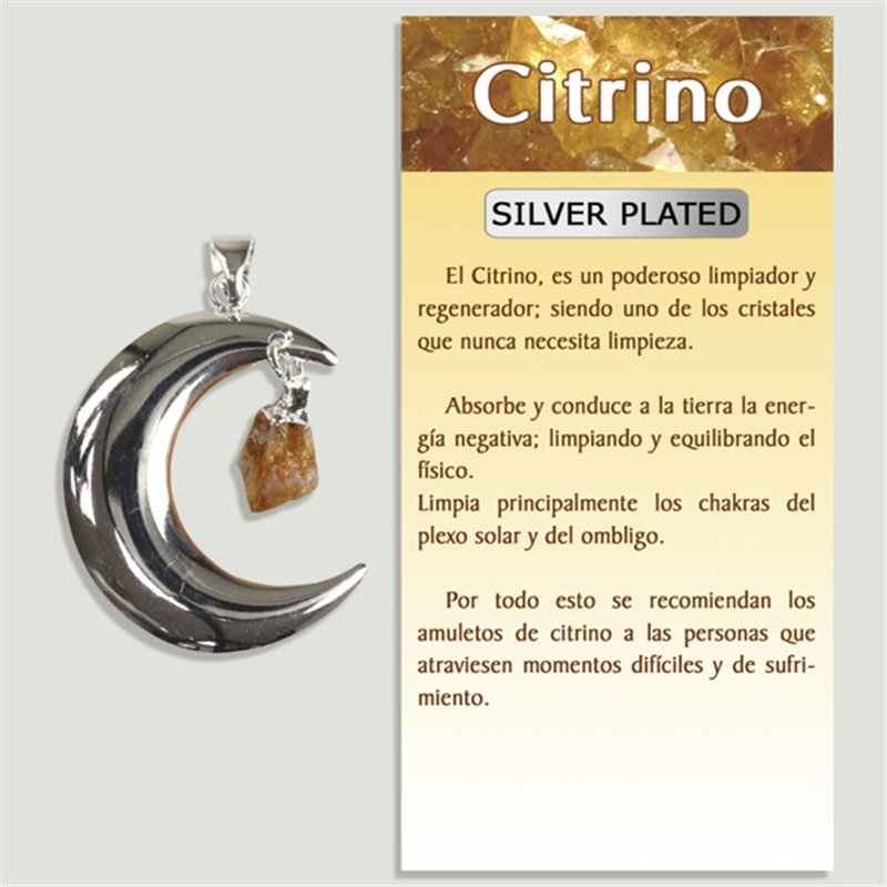CITRINO. Colgante en Silver plated. Luna con punta CITRINO. Colgante en Silver plated. Luna con punta
