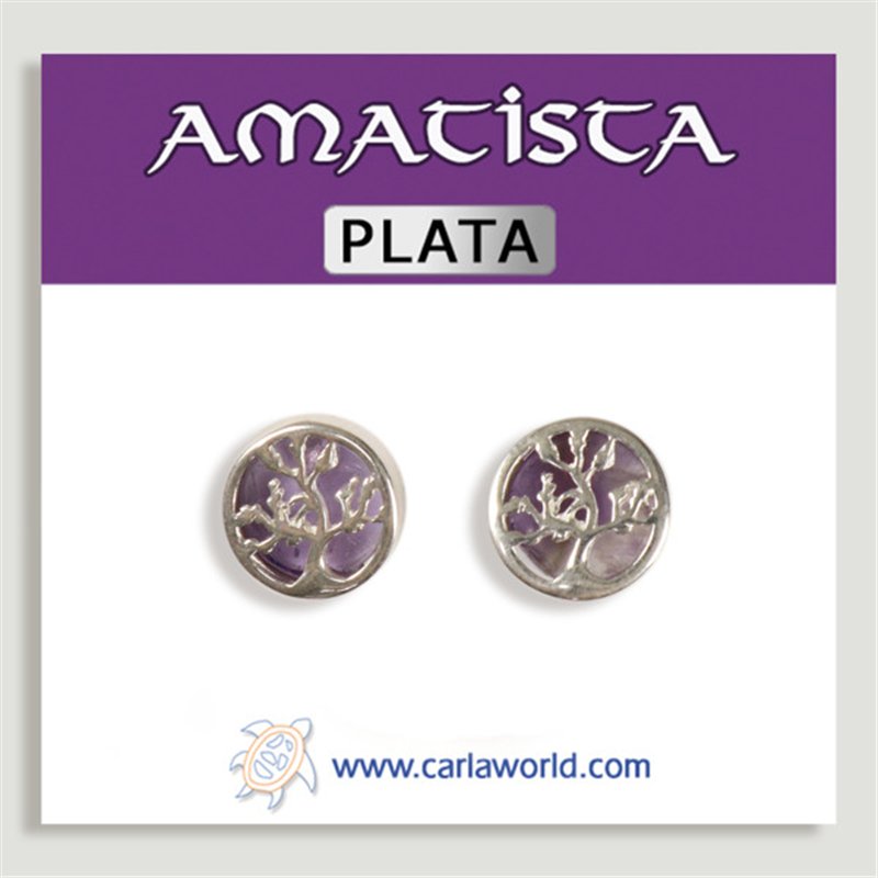 Pendientes PLATA. Árbol Vida. Amatista. 10 mm Pendientes PLATA. Árbol Vida. Amatista. 10 mm